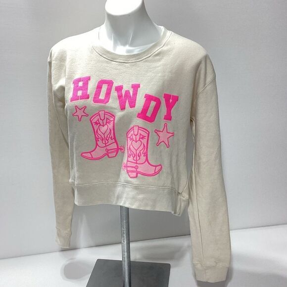 Relaxx Tops - Relaxx Sweatshirt Howdy Western Theme Crop Pullover L